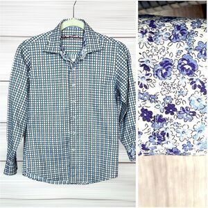 ROBERT GRAHAM Boy’s Button Up Shirt
Cotton Plaid Contrast Floral Cuffs M (10-12)